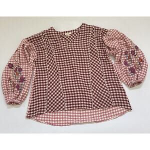 Easel Los Angeles Anthropologie EMBROIDERED Shirt Baggy Oversized Boho Fairycore